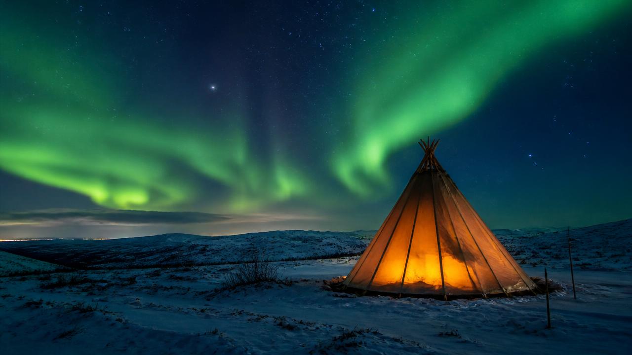 Northern lights landscape in Alta